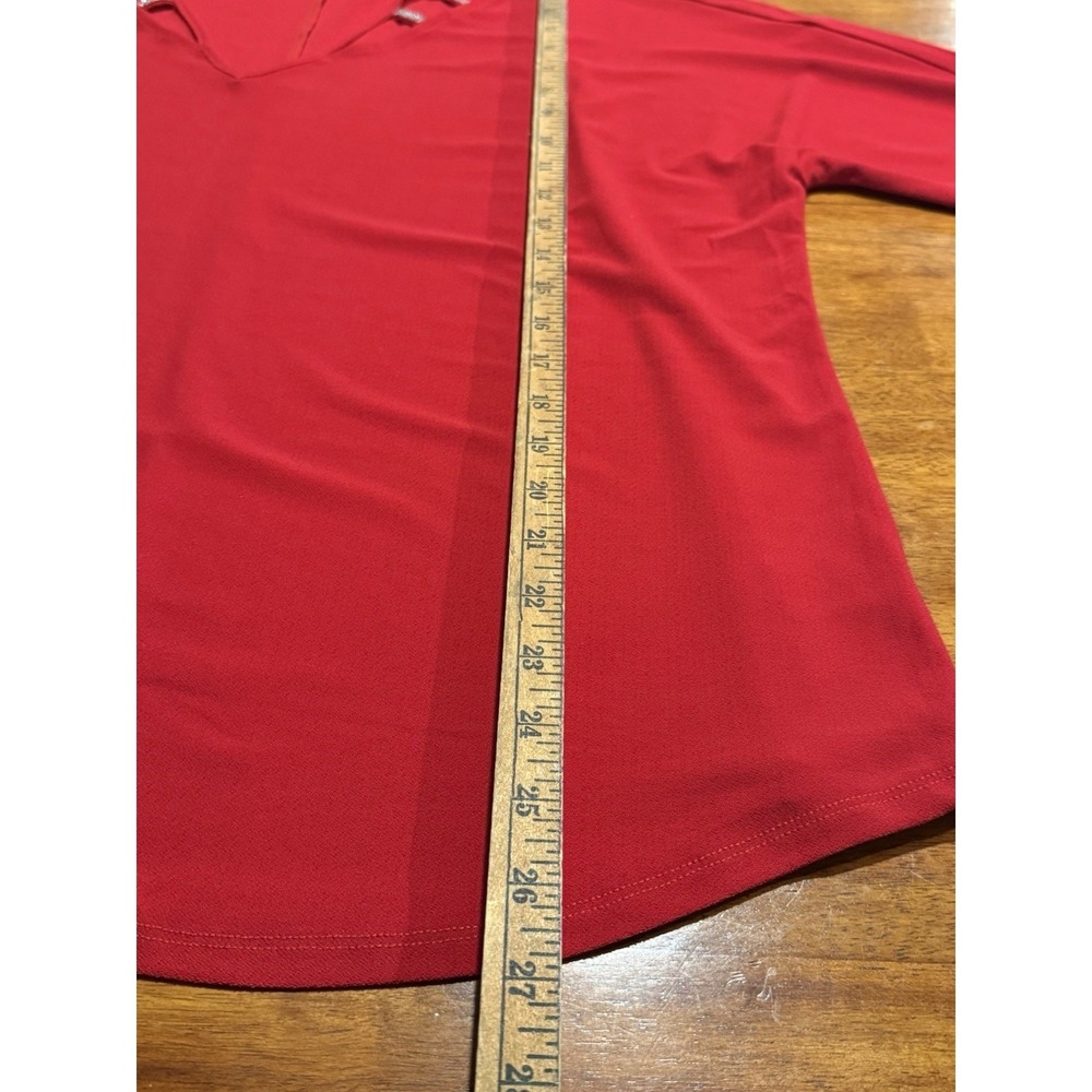 89th Madison Red V Neck Long Sleeve Embellished Neckline Tunic Top Plus Size 2X - Picture 5 of 9